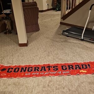 Red Congrats Grad Banner With 3 Light Settings - 19x 96 Inches